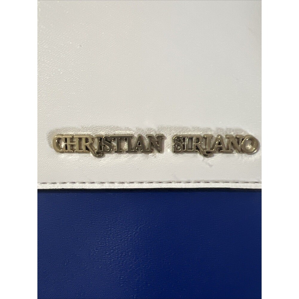 Christian Siriano Blue White Satchel Crossbody Bag Structured Top Handle - Picture 16 of 16